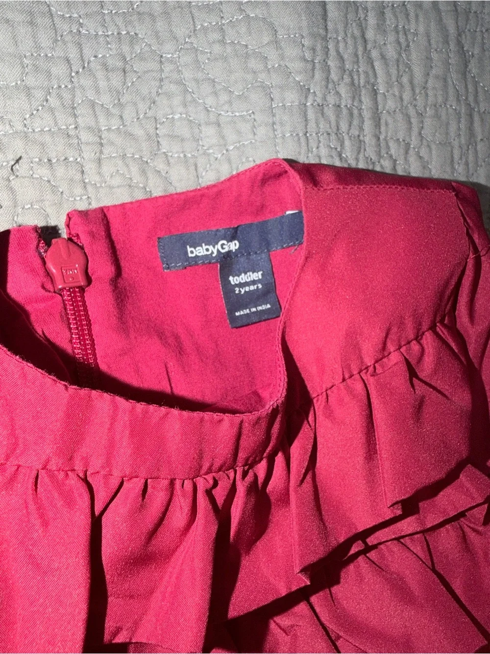 Baby GAP Toddler Girls Red Taffeta Ruffle Party Dress with Bloomers Size 2T